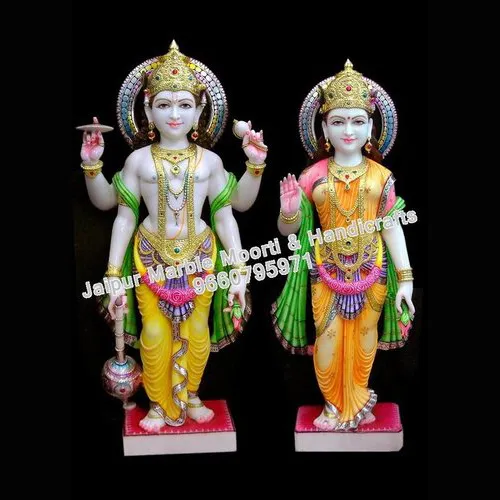 Marble Crafted Vishnu Laxmi Statue — photo 1