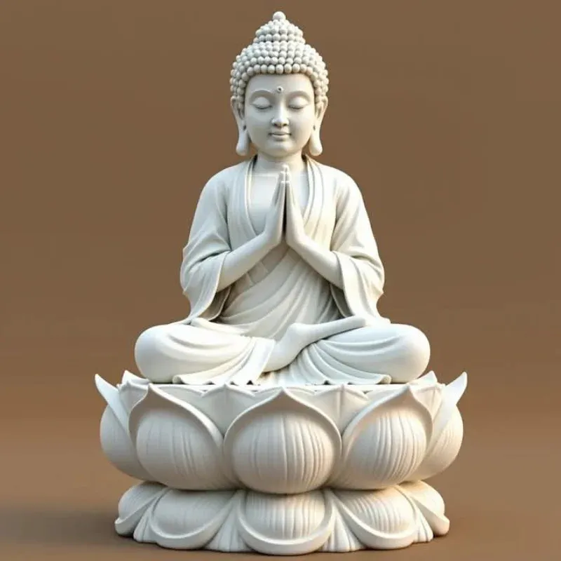 White Marble Buddha Head for Zen Decor — photo 1